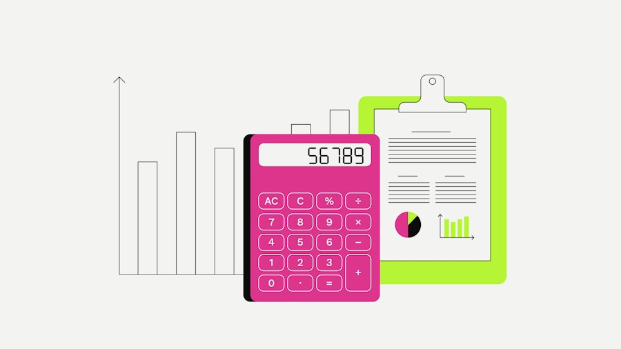 Calcolatrice e grafici rappresentano analisi finanziaria